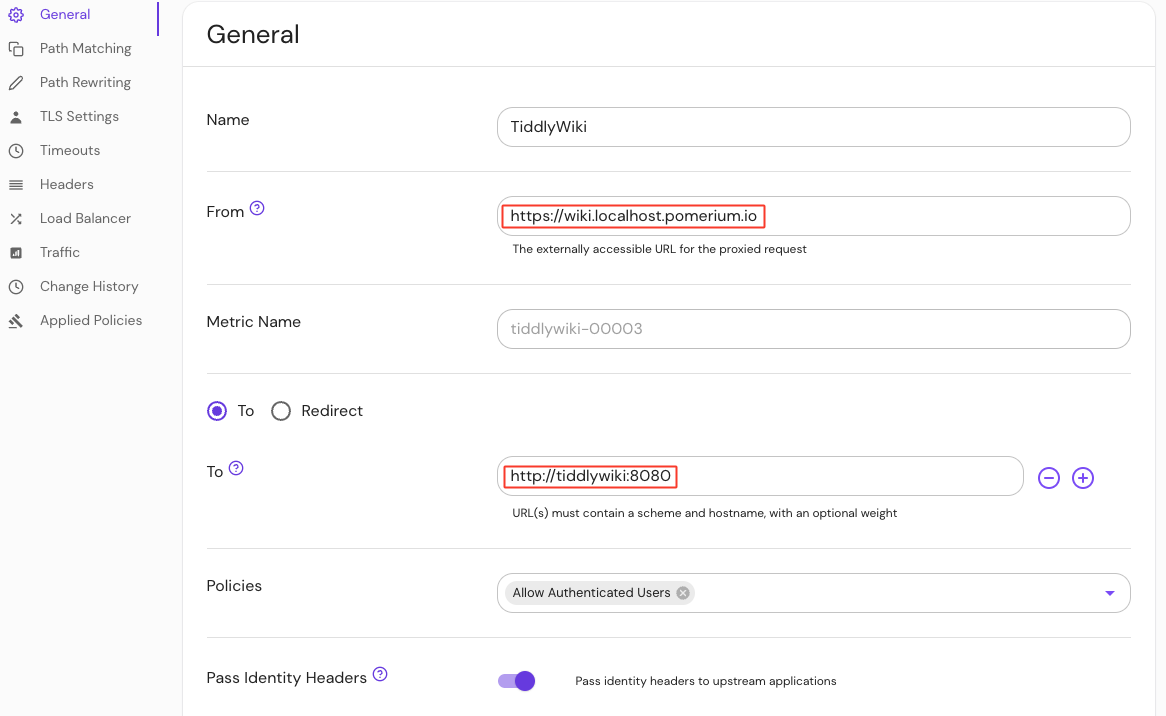 Create TiddlyWiki route